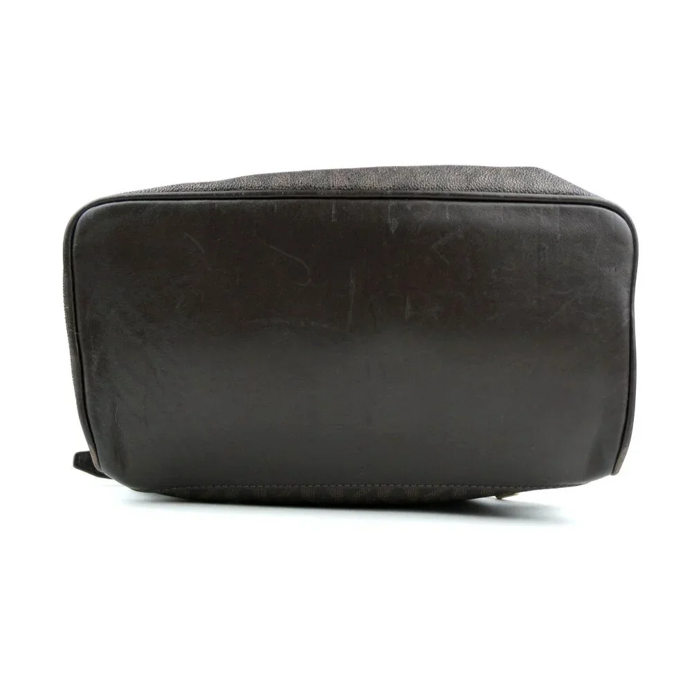 Michael Kors Brown Monogrammed Leather Shearling Trim Mini Backpack